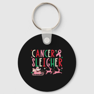 Cancer Christmas Pink Ribbon Santa Sleigh Reindeer Key Ring