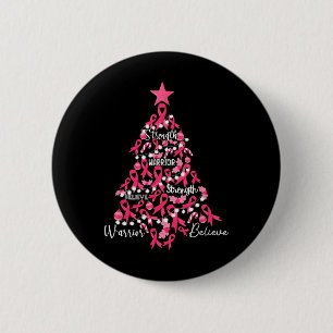 Cancer Christmas Tree Pink Ribbon Fight Awareness  6 Cm Round Badge