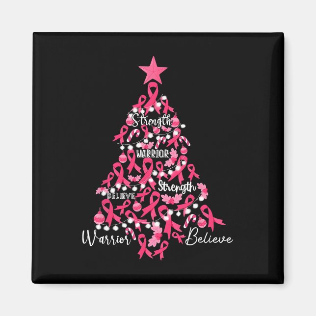 Cancer Christmas Tree Pink Ribbon Fight Awareness  Magnet (Front)