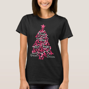 Cancer Christmas Tree Pink Ribbon Fight Awareness T-Shirt