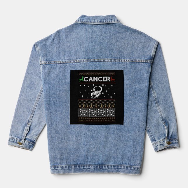 Cancer Christmas Ugly Sweater Denim Jacket (Back)