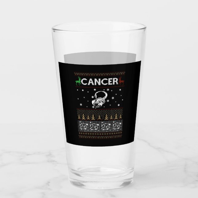 Cancer Christmas Ugly Sweater Glass (Front)