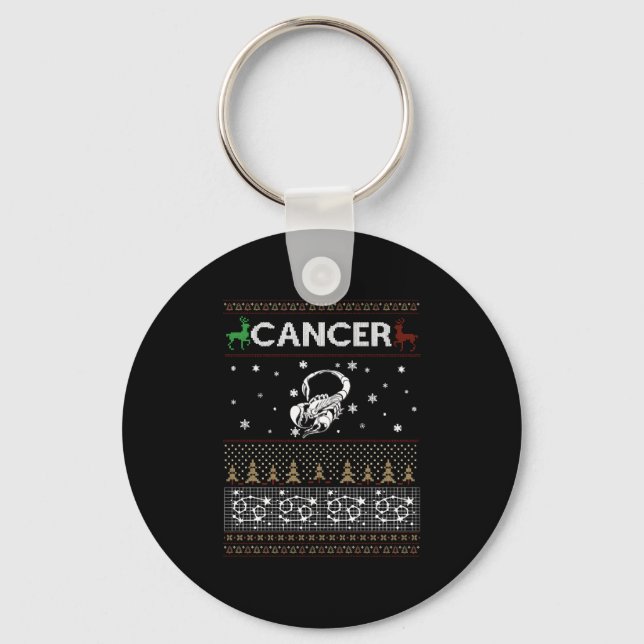 Cancer Christmas Ugly Sweater Key Ring (Front)