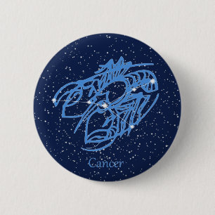 Cancer Constellation and Zodiac Sign with Stars 6 Cm Round Badge