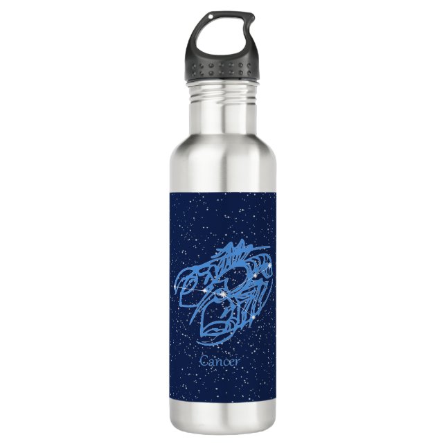 Cancer Constellation and Zodiac Sign with Stars 710 Ml Water Bottle (Front)
