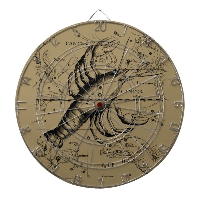 Cancer Constellation Hevelius 1690 Engaving Dartboard (Front)