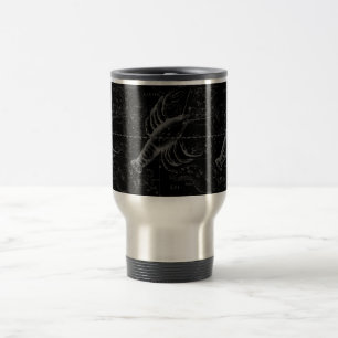 Cancer Constellation Hevelius 1690 on Black Travel Mug