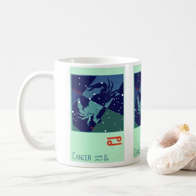 Cancer Crab Constellation Vintage Zodiac Astrology Coffee Mug (With Donut)