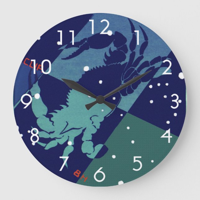 Cancer Crab Constellation Vintage Zodiac Astrology Large Clock (Front)