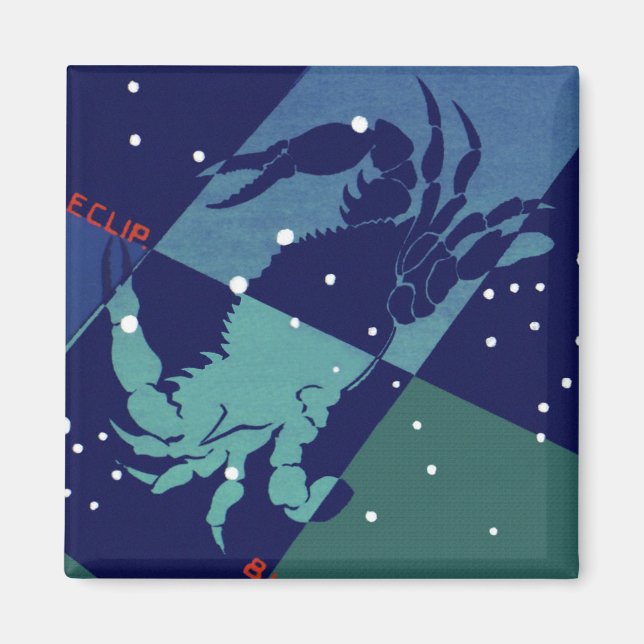 Cancer Crab Constellation Vintage Zodiac Astrology Magnet (Front)