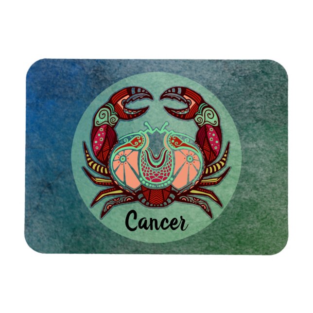 Cancer Crab Retro Badge Magnet (Horizontal)