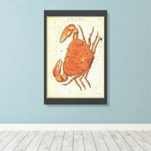 Cancer Crab Vintage Constellation, Urania's Mirror Canvas Print