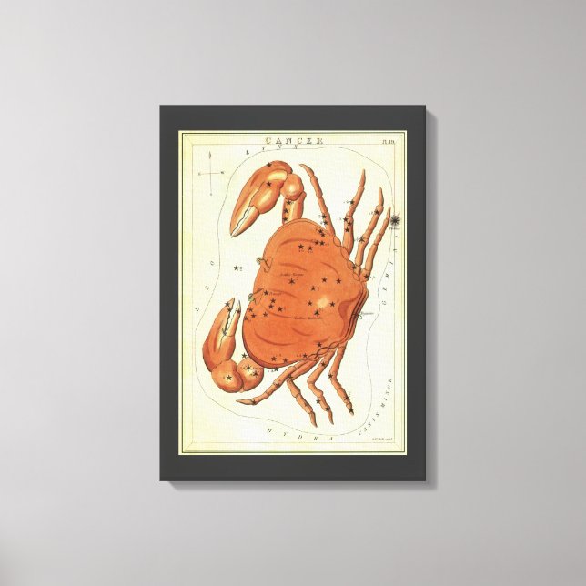 Cancer Crab Vintage Constellation, Urania's Mirror Canvas Print (Front)