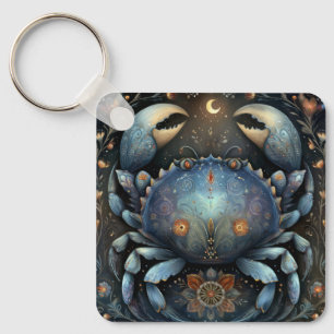 Cancer Crab Zodiac Astrology Celestial Birthday Key Ring