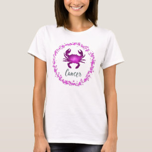 Cancer Crab Zodiac Sign Astrology pink sparkle T-Shirt