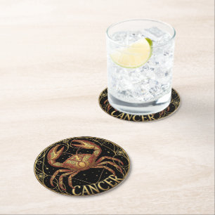 Cancer Crab Zodiac Symbol Round Paper Coaster