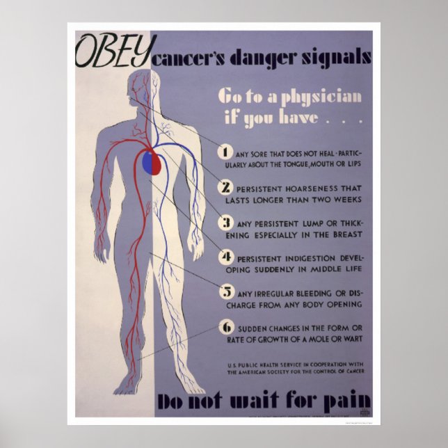 Cancer Danger Signals 1938 WPA Poster (Front)