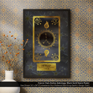 Cancer Dark Zodiac Astrology: Black Gold Name Poster