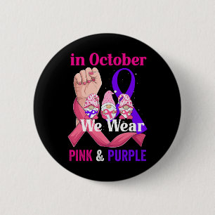 Cancer Domestic Violence Awareness Pink Purple Rib 6 Cm Round Badge