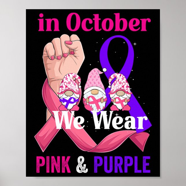 Cancer Domestic Violence Awareness Pink Purple Rib Poster (Front)