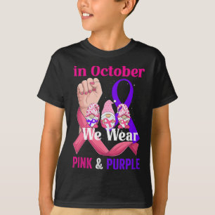 Cancer Domestic Violence Awareness Pink Purple Rib T-Shirt