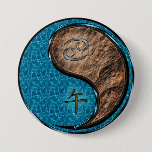 Cancer & Earth Horse 7.5 Cm Round Badge
