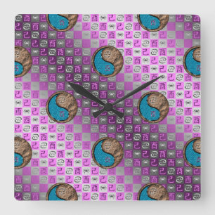 Cancer & Earth Rooster Square Wall Clock