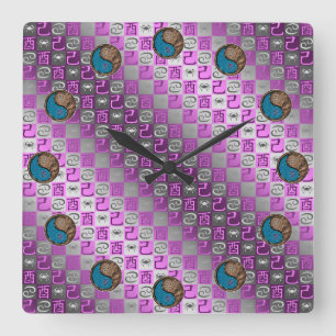 Cancer & Earth Rooster Square Wall Clock