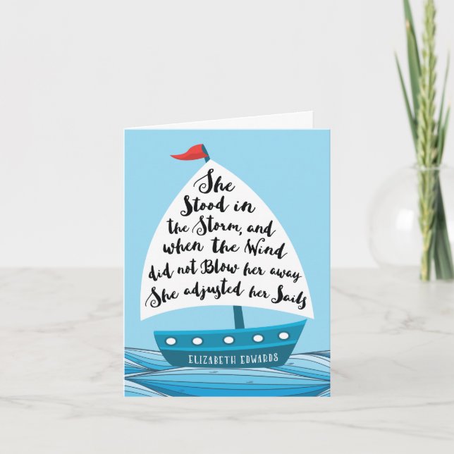 Cancer Encouragement, for Her, She Adjusted Sails  Card (Front)