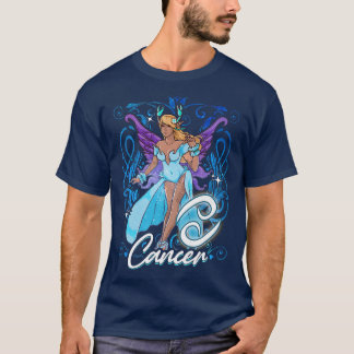 Cancer Fairy Zodiac Birthday Anime Fairies Black Q T-Shirt