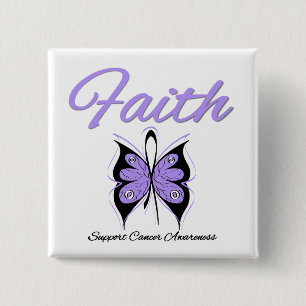 Cancer Faith Butterfly Lavender Ribbon 15 Cm Square Badge
