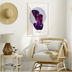 Cancer Feminine Purple Zodiac Design Poster
