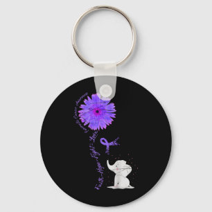 Cancer Fight Support Purple Ribbon Gift Pancreatic Key Ring