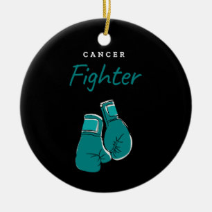 cancer fighter, teal ceramic tree decoration