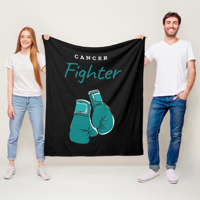 cancer fighter, teal fleece blanket (In Situ)