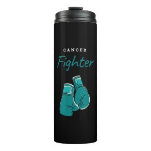 cancer fighter, teal thermal tumbler