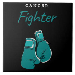 cancer fighter, teal tile