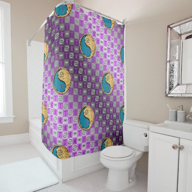 Cancer & Fire Boar Shower Curtain (In Situ)