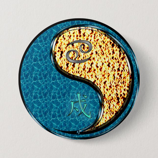 Cancer & Fire Dog 7.5 Cm Round Badge (Front)