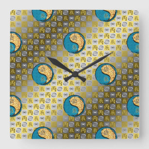 Cancer & Fire Dragon Square Wall Clock