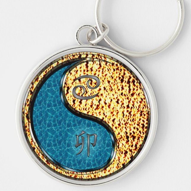 Cancer & Fire Rabbit Key Ring (Front)