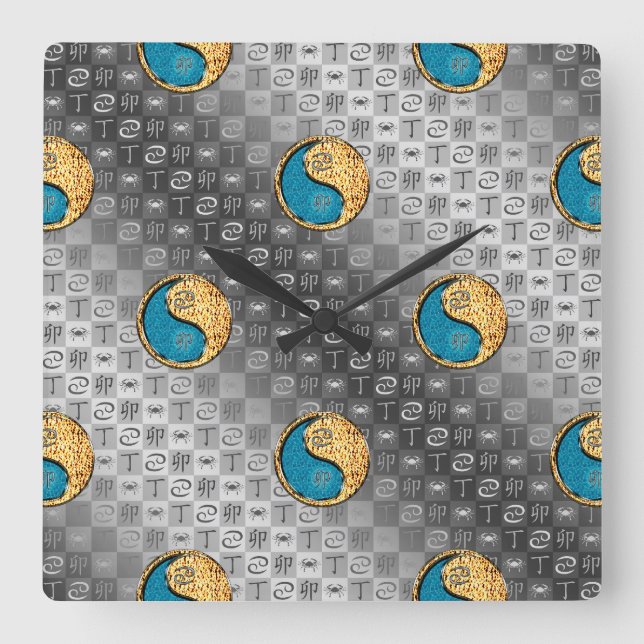 Cancer & Fire Rabbit Square Wall Clock (Front)