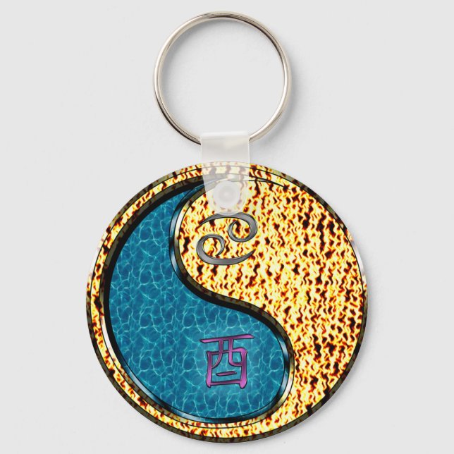 Cancer & Fire Rooster Key Ring (Front)