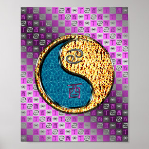 Cancer & Fire Rooster Poster