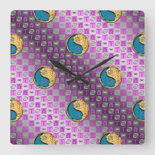 Cancer & Fire Rooster Square Wall Clock