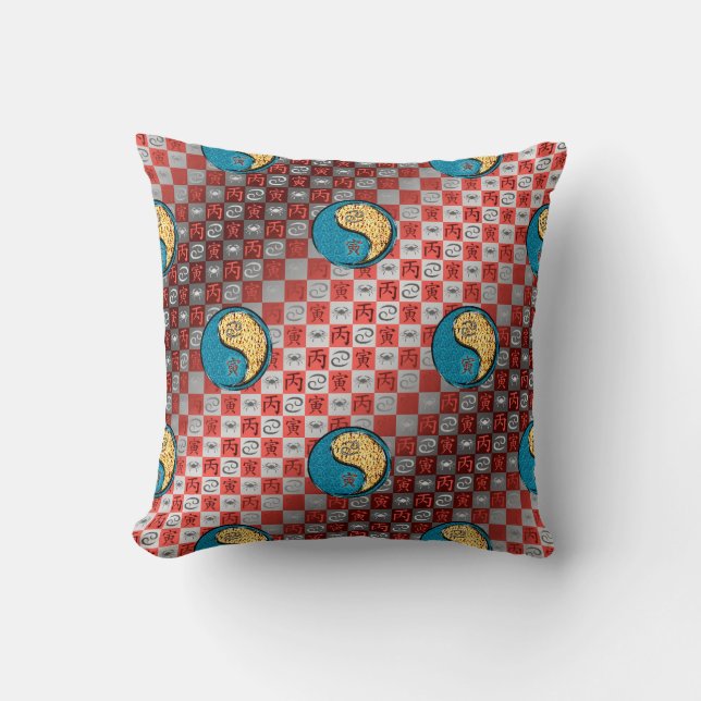 Cancer & Fire Tiger Cushion (Front)