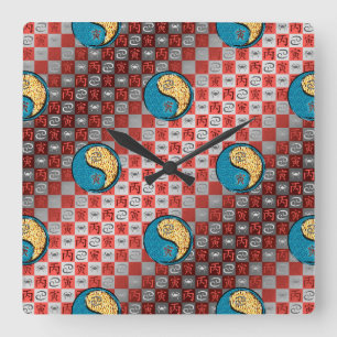 Cancer & Fire Tiger Square Wall Clock