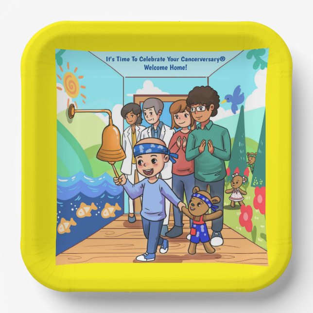 Cancer Free Anniversary Party Plates (Front)