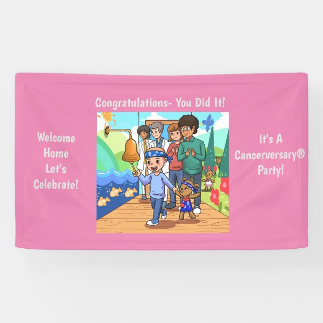 Cancer Free Anniversary Party Vinyl Banner (Horizontal)