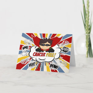 Cancer Free Congratulations Boys Red Superhero Card